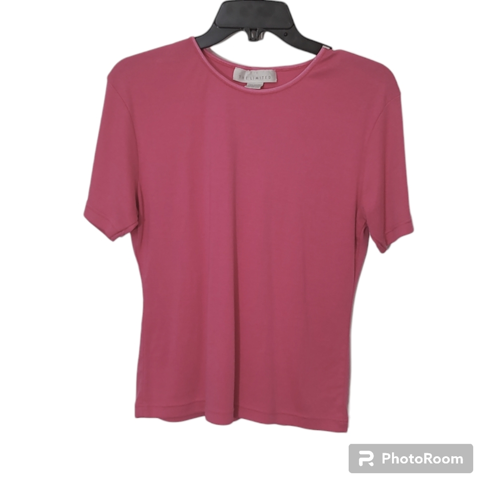Y2K The Limited Pink Top XL Barbiecore Rib Knit Short Sleeve Extra Large Tee